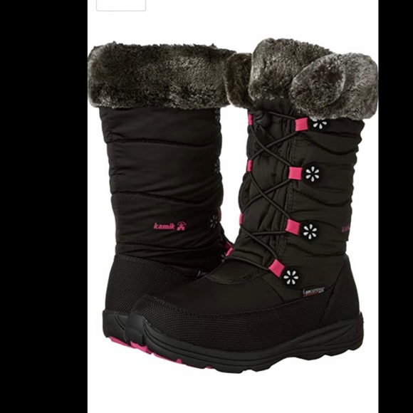 Kamik Other - New KAMIK Ava Winter Snow Boots Black Pink Fur 9